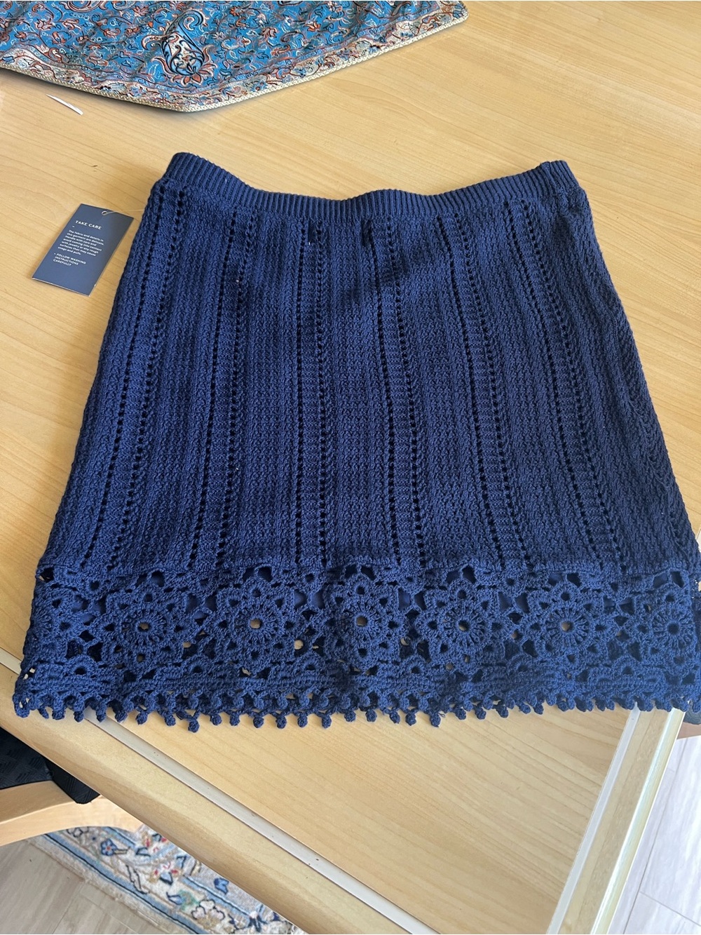 Universal Thread Navy Crochet-Hem Knit Mini Skirt